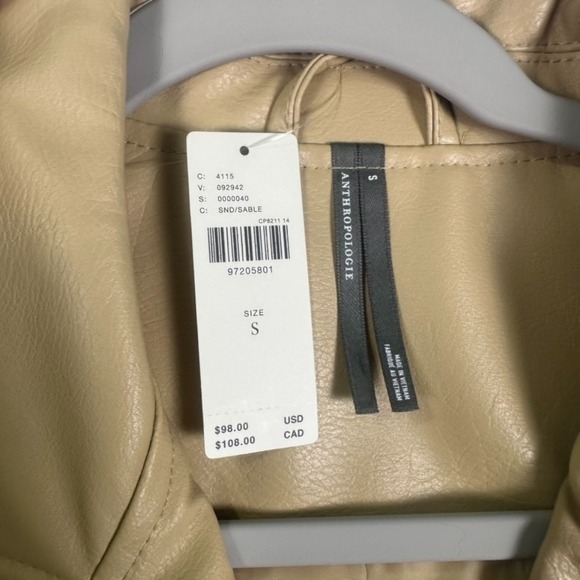 Anthropologie The Saige Faux-Leather Moto Jacket- Sz S NWT‎ - Picture 6 of 12